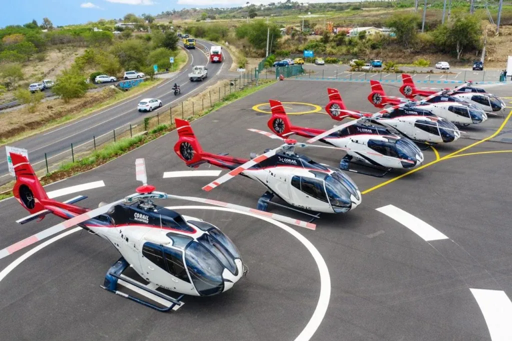 The Corail Hélicoptères fleet on the helipad