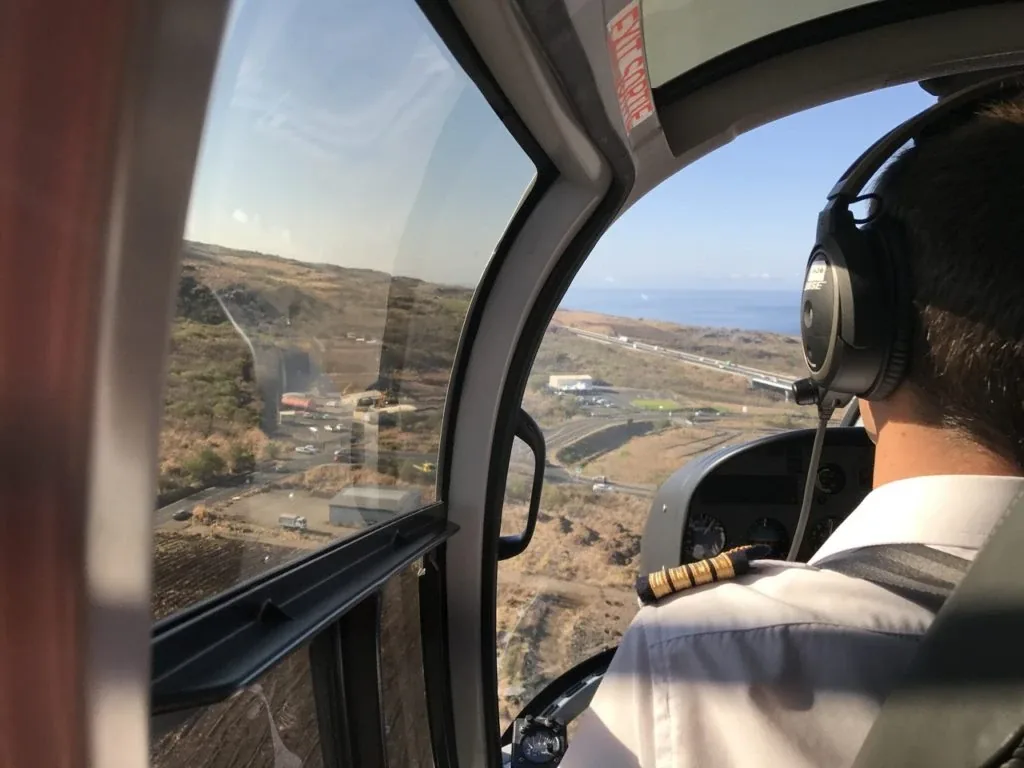 The view from the cockpit of a Corail helicopter